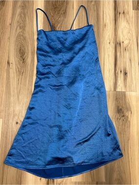 NEW Kenzie + Francesca’s Blue Slip Dress Size Large MSRP $78 Tie Back